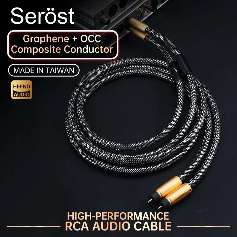 

Serost Hi-END Audio cable 6N OCC Graphene-copper Composite rhodium plated RCA cable plug audio power amplifier DAC signal cable