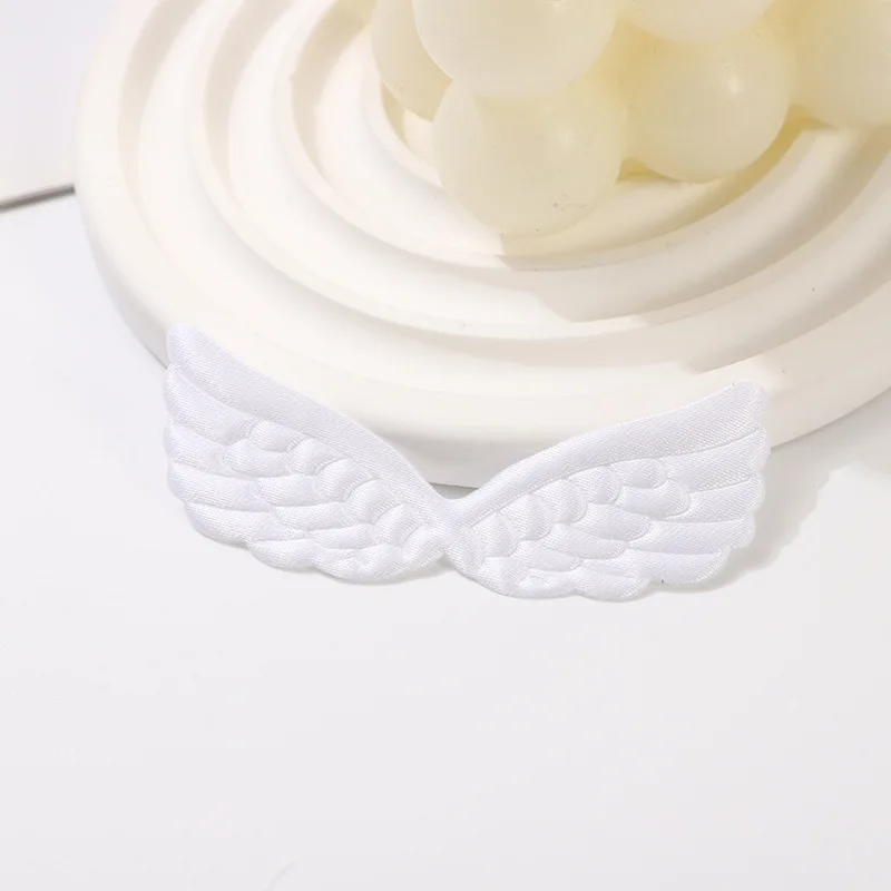 80 Stück 6,5*2CM Satin-Engelsflügel-Applikationen zum Aufnähen für DIY Haarspangen-Zubehör, Stofftaschen, Geschenkverpackungen, Dekoration – Detail 8