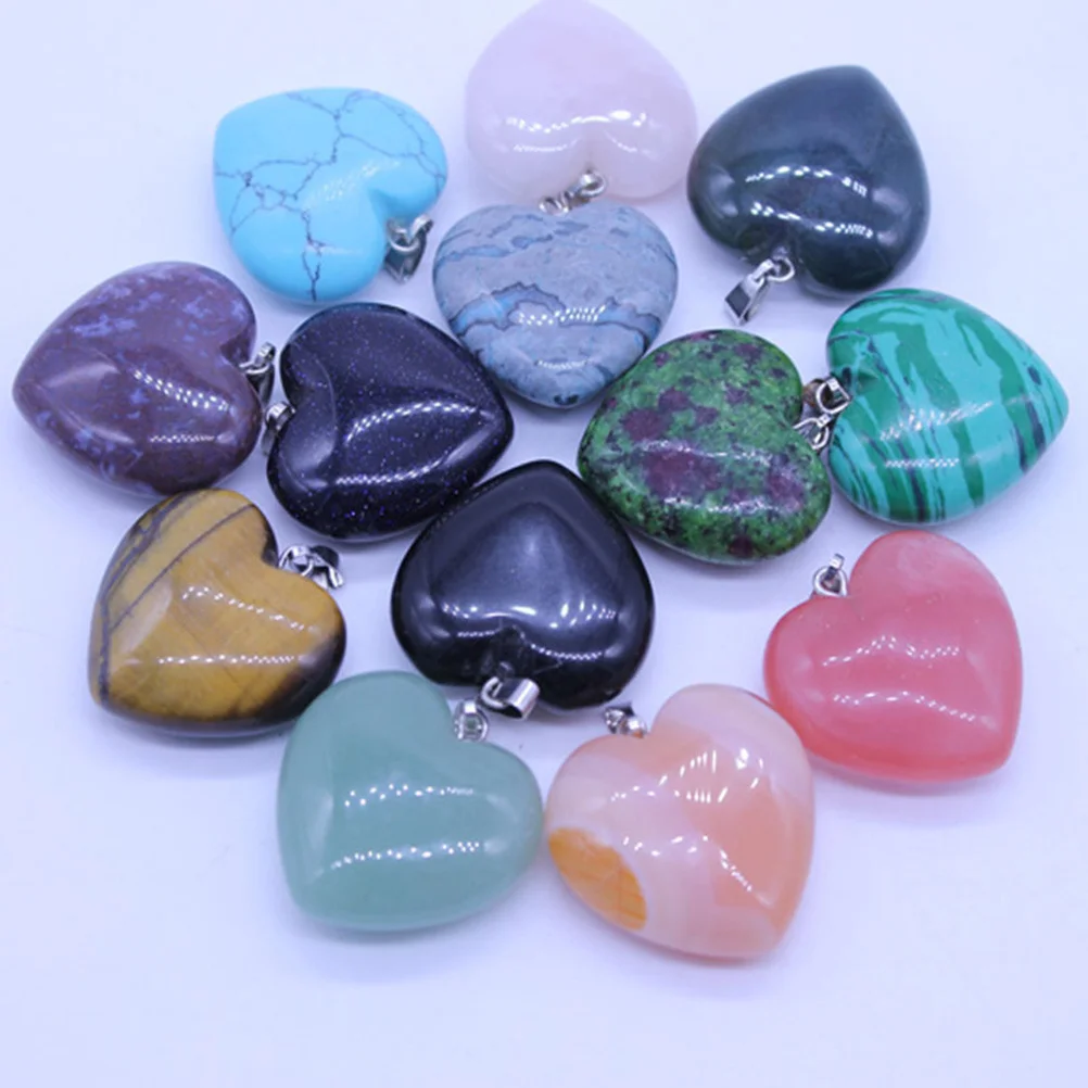 

10Pcs Heart Natural Stone Pendants Mixed Colors for DIY Jewelry Necklace Accessories Bracelets Earrings Making Supplies