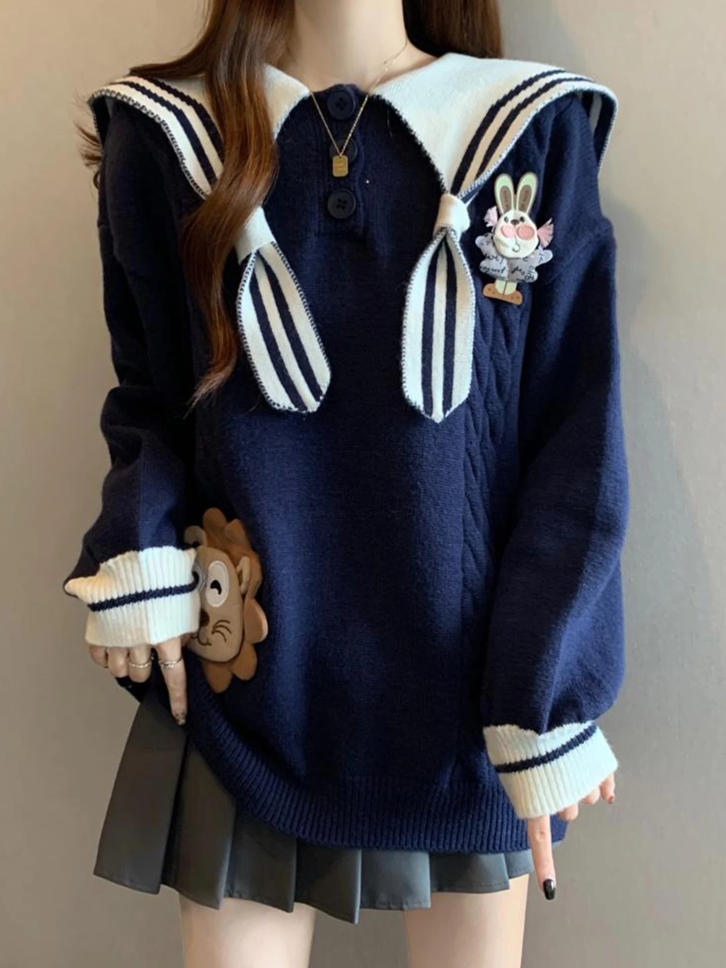 

Свободный вязаный свитер с воротником-стойкой, средней длины, женский, осенне-зимний, больших размеров, в стиле оверсайз, с длинными рукавами