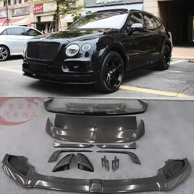 For Bentley Bentayga V8 W12 2016-2020 Real Carbon Fiber Car Front Bumper Lip Rear Spoiler Trunk Diffuser Cover Full Body Kit