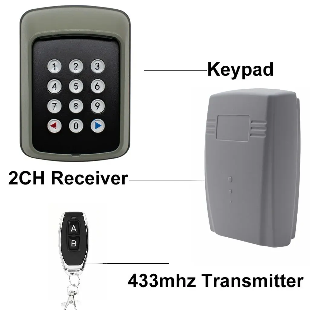 

433MHz Access Control Password 2CH Multi Function Receiver Switch Wireless Keypad Opener For Garage Door,Gate,Grille