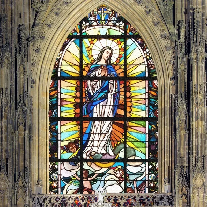 Stained Glass Window Stickers, Privacy Film, Church Style, Static Cling, Decorative Frosted Window Films, Customized Size image 4
