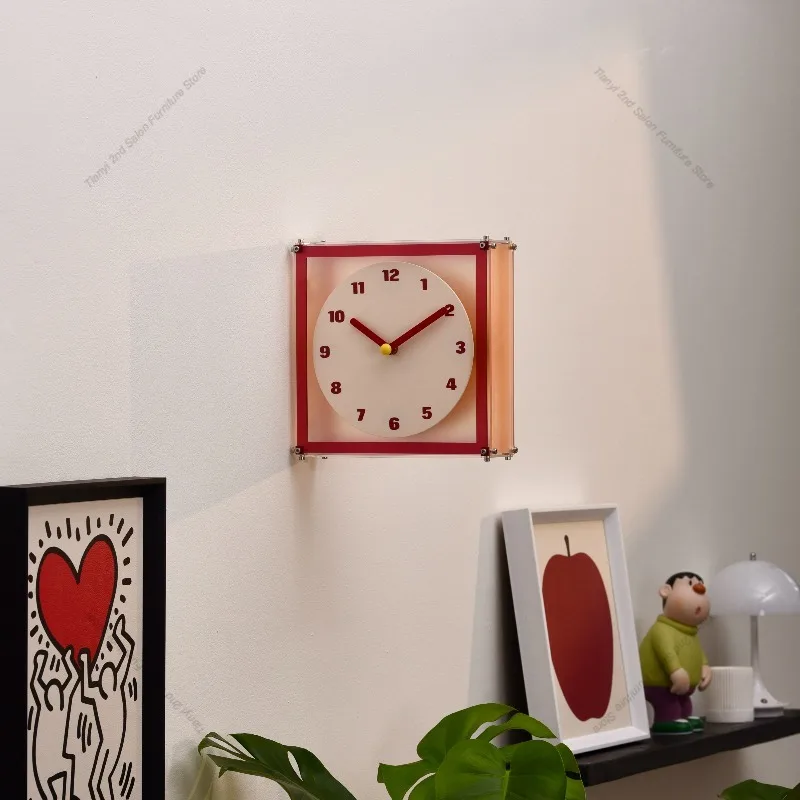 Nordic Creative Double-sided Wall Clock Modern Design Square Corner Clock Living Room High-end Home Decor reloj de pared FYWC