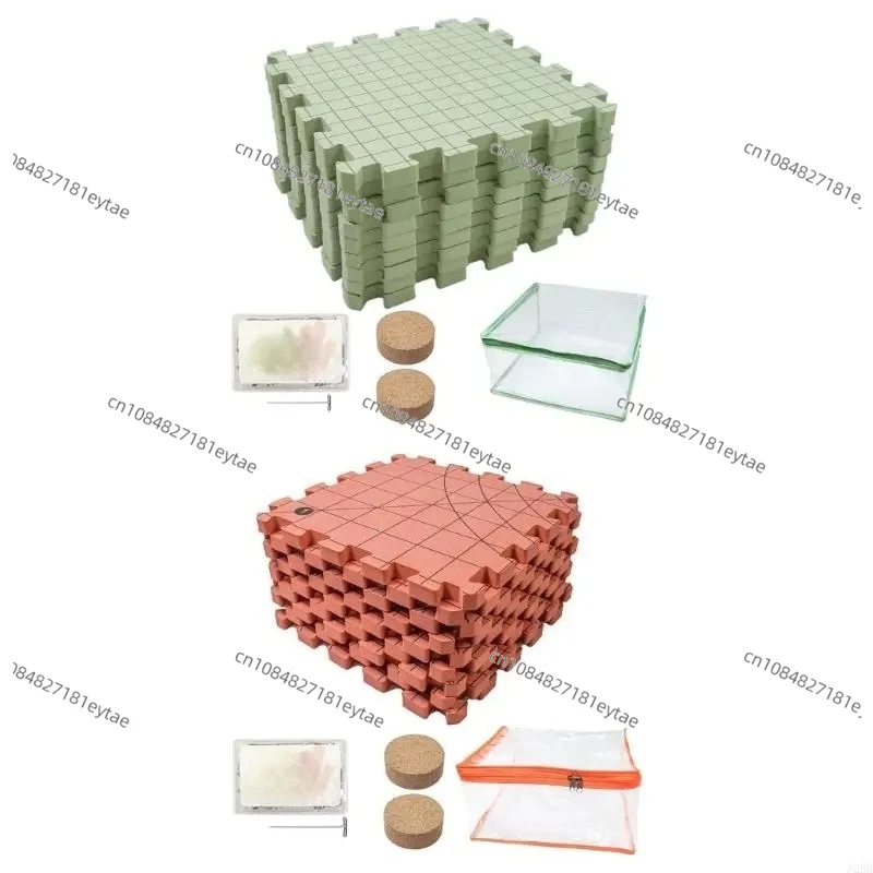 9-Piece Knitting Blocking Mat Set with 100 T-Pins, 32x32cm Foam Blocking Board for Needlework & Crochet