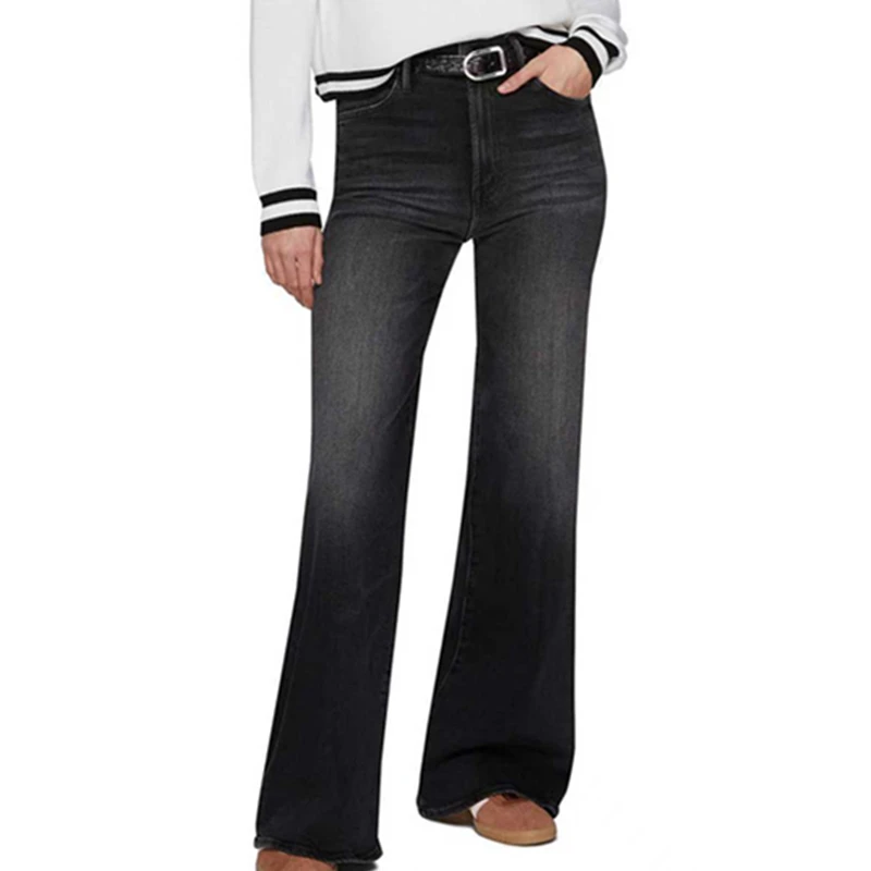 Maxdutti High Stretch Slim Fit Flared Jeans Women's Jeans Dark grey High Waist Jeans Casual Woman Clothes Women's Denim Pants