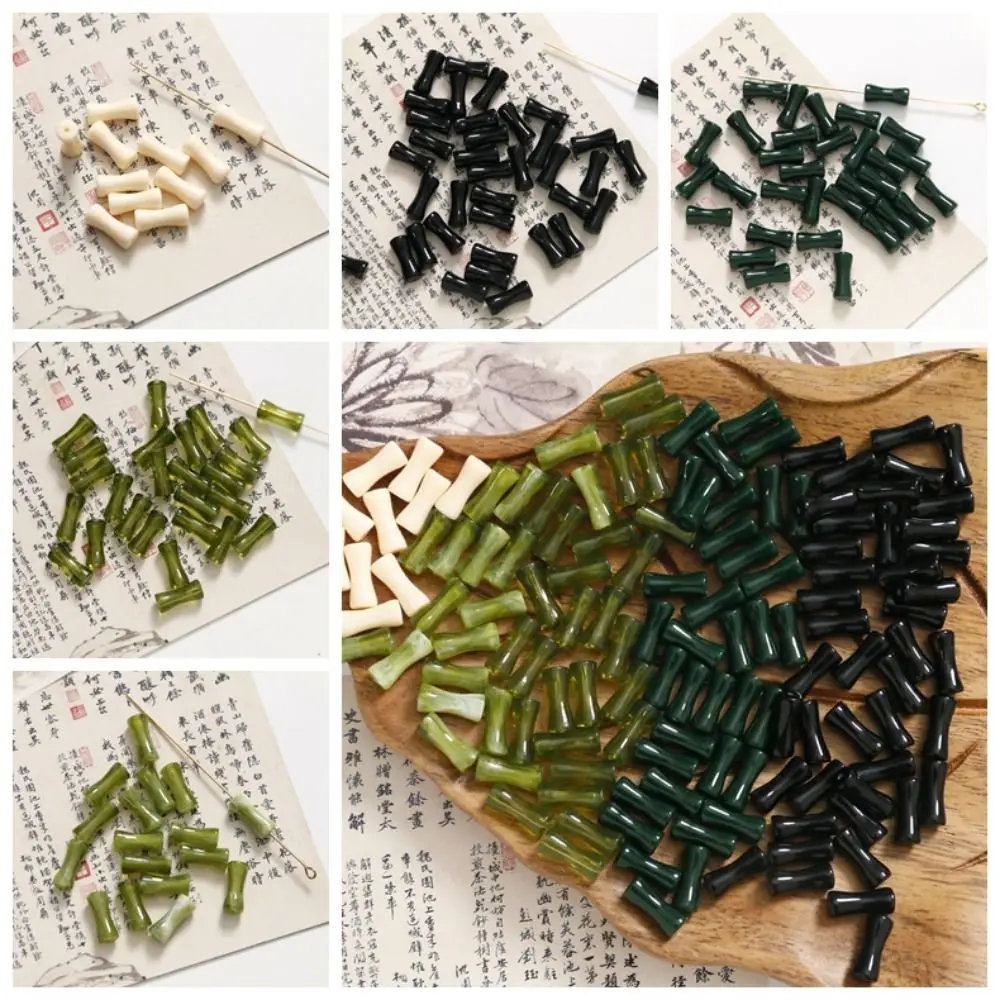 10pcs/Bag Loose Beads Bamboo Shape Beads Jewelry Making Bracelet Making Kit Lampwork Beads Handmade DIY Crafts Acrylic Beads