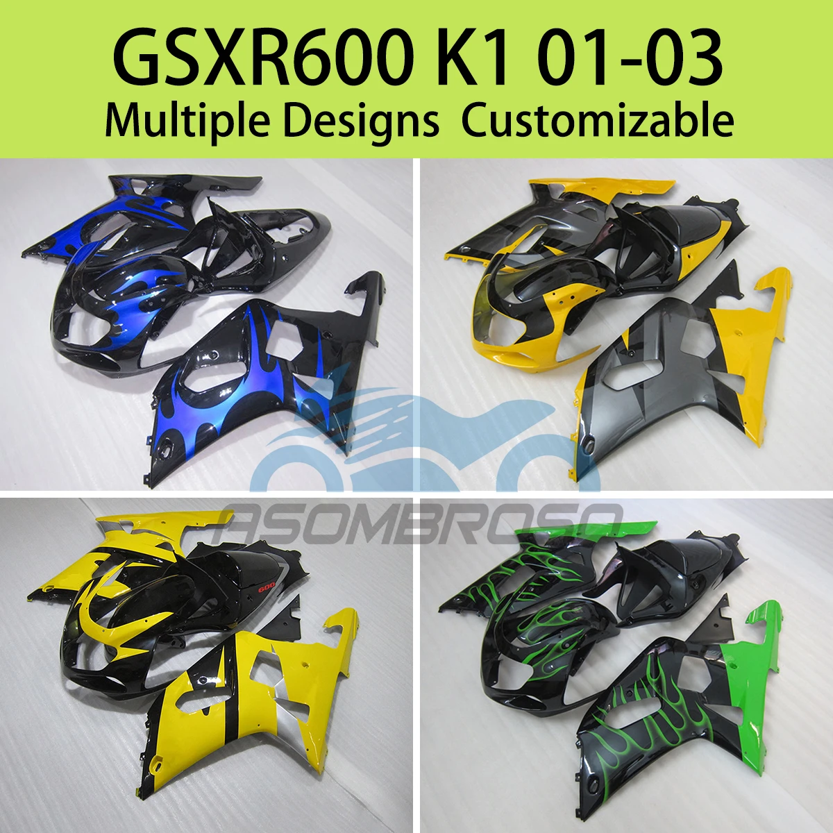 Full Fairing Kit GSXR 600 750 01 02 03 Refitting Motorcycle Customized Fairings for SUZUKI GSXR600 GSXR750 K1 2001 2002 2003