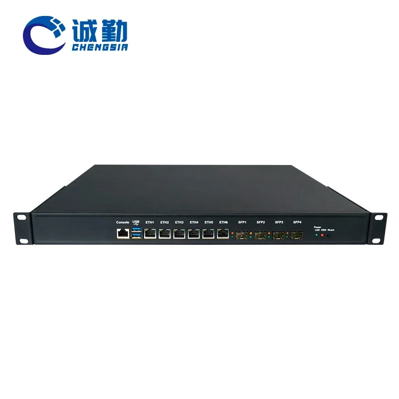 OEM 12th Gen 1U Rack Mount Case 4 x SFP 10G 6 Lan Core i3 i5 i7 Industrial Pfsense Firewall Appliance Mini Pc 1U Server Chasis