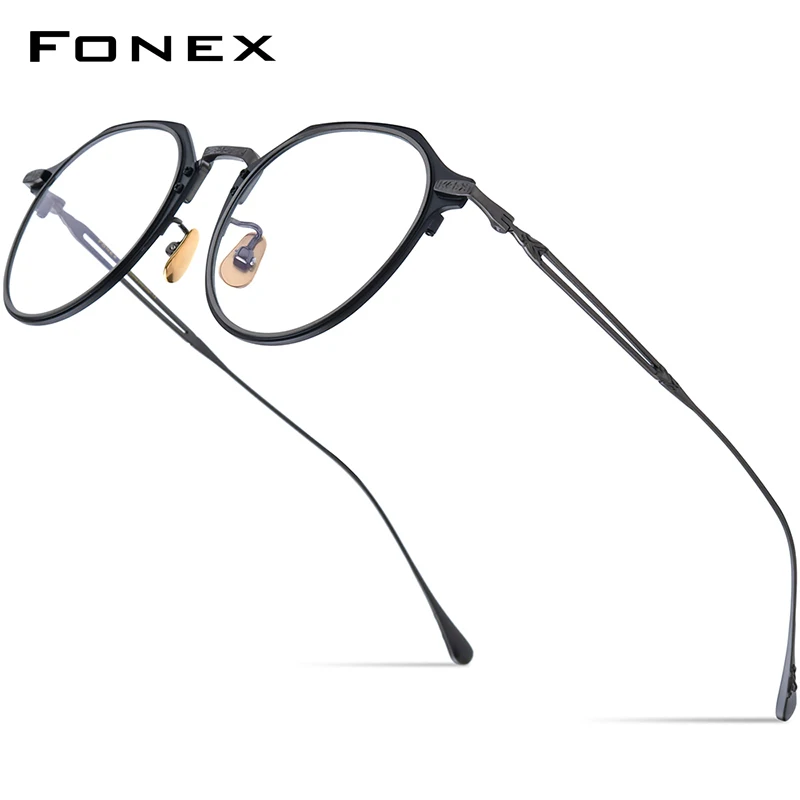 

FONEX Titanium Eyeglasses Frame Men Simple Design 2023 New Retro Square Glasses Women Eyewear E-061