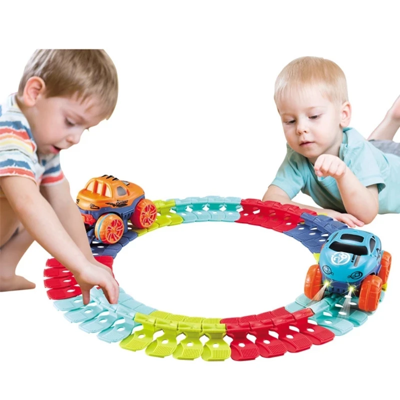 Changeable Anti-gravity Assembled Track with LED Light-Up Race Car Flexible Racing Tracks Rail Car Toys for Boys Kids Gifts