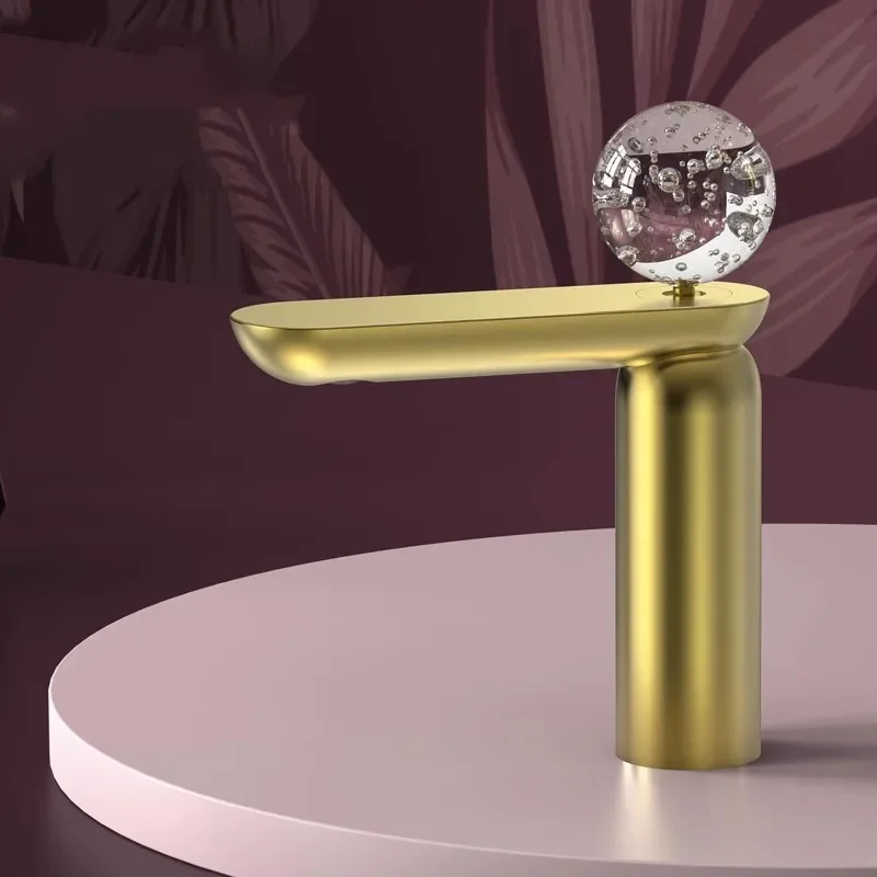 Fashion New Bathroom Basin Faucet Hot & Cold Glass Ball Brass Gray Sink Faucet Deck Mounted Lavotory Faucet  Mixer Water Tap