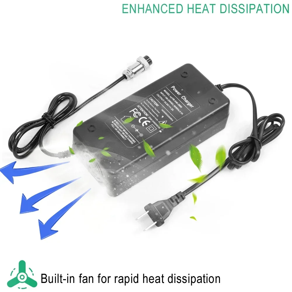 2A Lithium Battery Pack 54.6V Charger GX16 3-Pin Charger for VSETT 8 8+9 9+10+ SPEEDUAL ZERO 9 10 8X 10X 11X Electric Scooter image 3