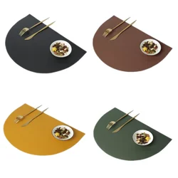 1/4/6 PU Placemats Half Round Faux Leather Nonslip Table Mat Dining Tableware Pad Mats Luxury Kitchen Accessories 테이블매트 Салфетки