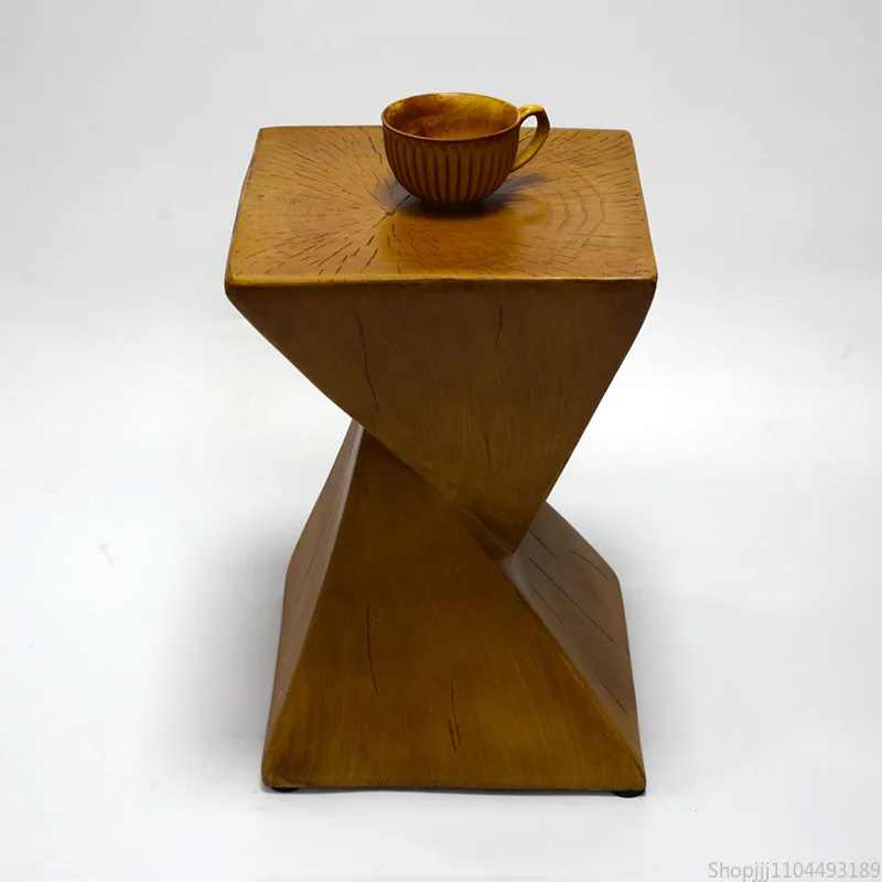 

Wabi-Sabi Oxidized Coffee Table - Minimalist Side Table with Wood Grain, Luxury Art End Table for Living Room & Patio