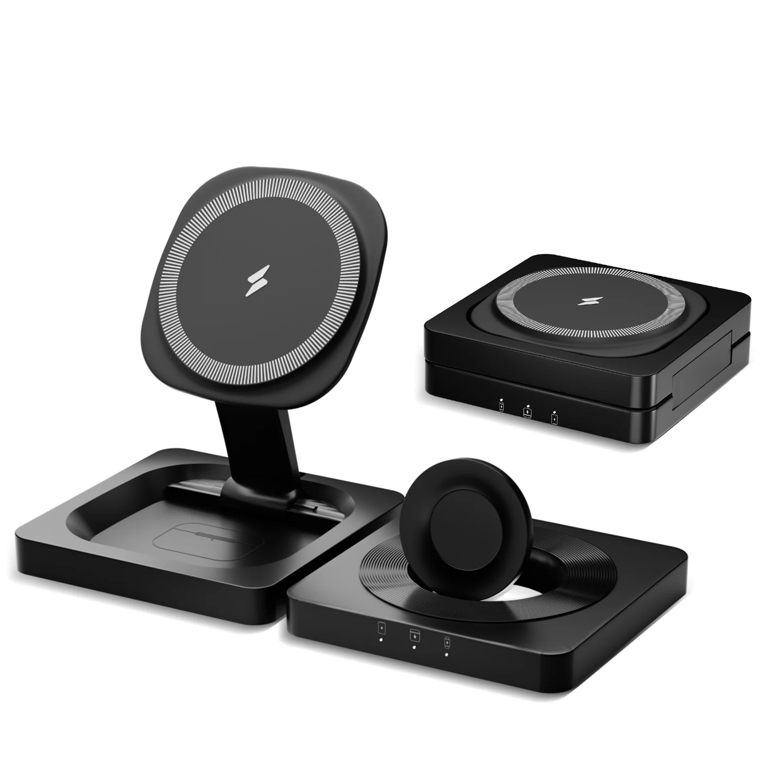 3 في 1 15 واط شواحن لاسلكية مغناطيسية قابلة للطي قاعدة شحن الهاتف شحن سريع السفر لساعة أبل آيفون 14/13/12/11/X AirPods