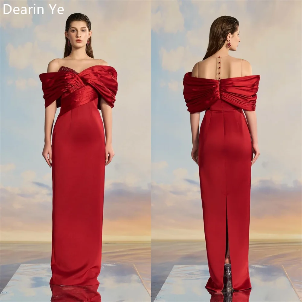 Customized Saudi Arabia Formal Gown Dearin Off-the-shoulder Column Floor Length Skirts Vertically Bespoke Occasion Dresses Prom