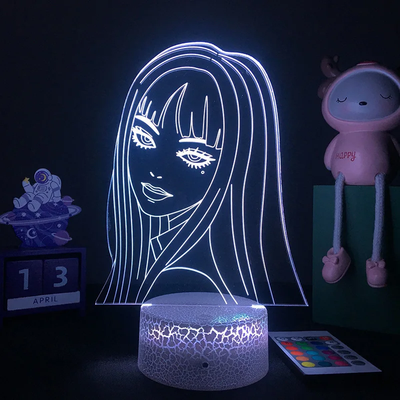 Cartoon Hello Kitty Junji Ito Tomie Night Light Kawaii Japan Anime Peripheral Room Desktop Decor Acrylic Lamp Board Toys Gifts