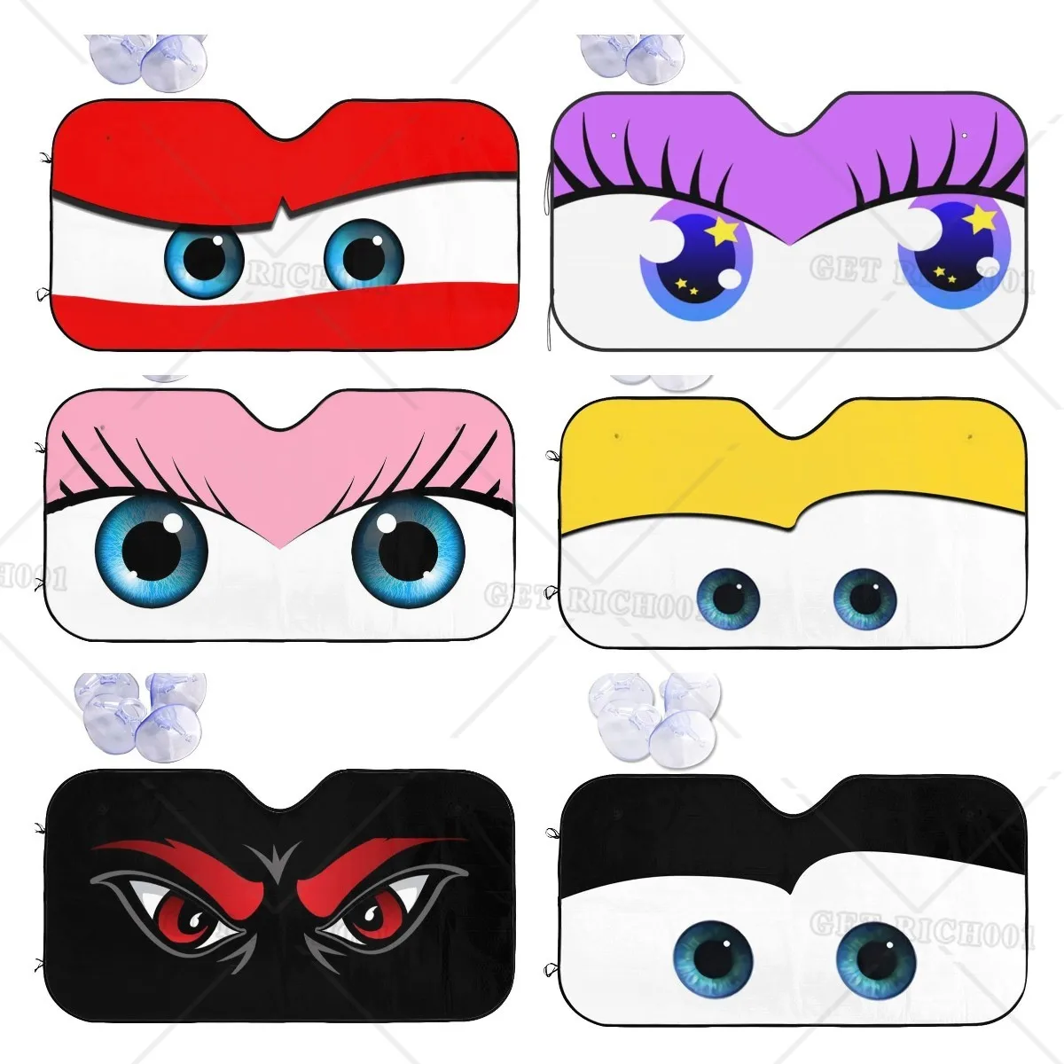 

Red Car Eyes Car Sunshade Shield Windshield Window Sun Shade Blocker Cover Interior Protection for Truck SUV Visor Universal