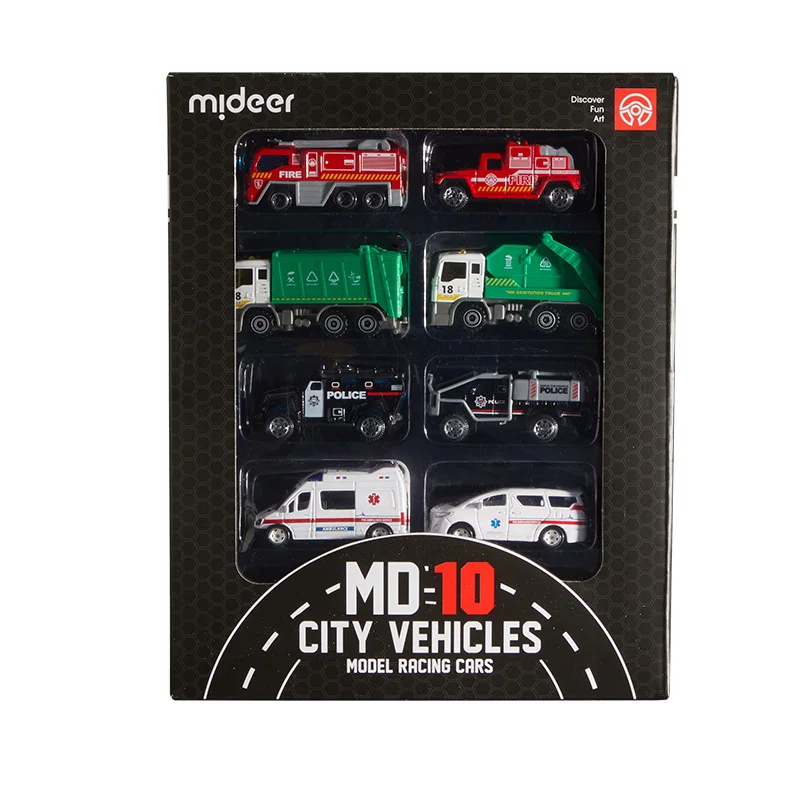 Mideer Alloy Racing Cars City Vehicles Model Toy 10pcs for Children's Festival and Birthday Gift