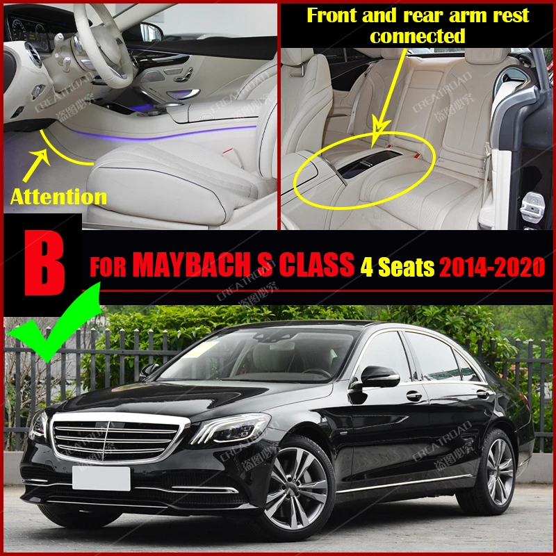 Custom Carbon Fibre style Floor Mats For Maybach S Class 4-Seat 2014-2020 15 16 17 18 19 Foot Carpet Auto Interior Accessories