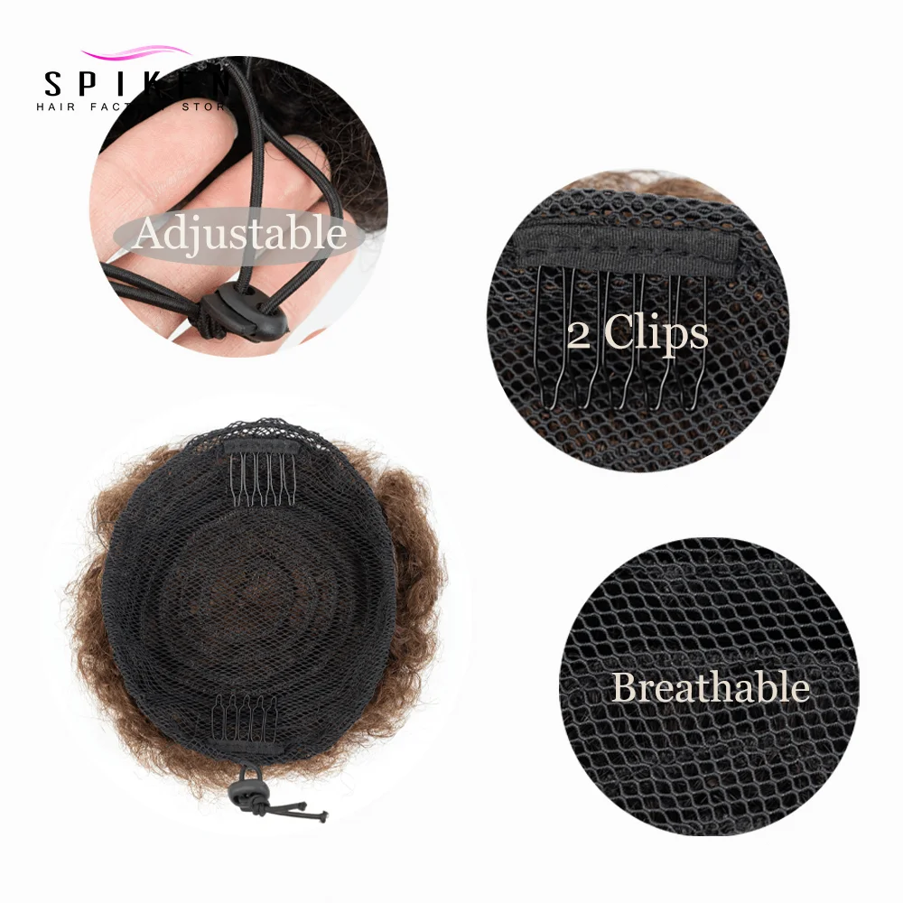 

Afro Kinky Puffs 100% Virgin Human Hair Buns Ponytail 10A Brazilian Short Curly Drawstring Ponytail Extensions For Lovely Women
