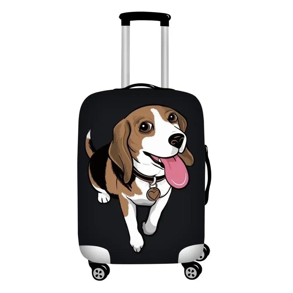 Cute Beagle Pet Dog Print Travel Luggage Protective Dust Covers Black 18-32 Inch Suitcase Cover Waterproof Baggage Covers