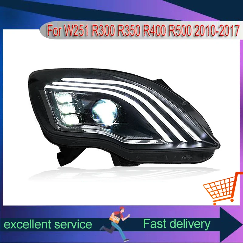 Headlight For Mercedes Benz W251 R-Class R300 R350 R400 R500 2010-2017 Modified Dynamic Turn Signal Light LED DRL Car Accessory