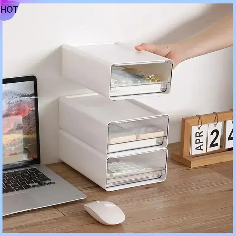 

B45C Transparent Drawer Type Desktop Storage Box Portable Stack Combination Office File Storage Box Study Bedroom