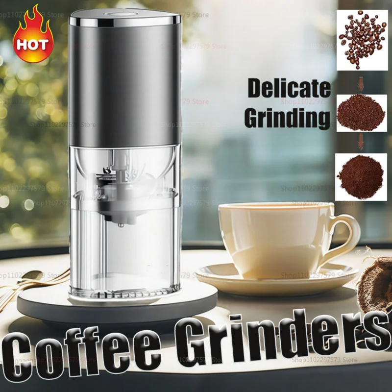 New Electric Coffee Grinder USB Rechargeable Ceramic Burr Coffee Bean Grinder Compact Home Use Coffee Pulverizer with Easy Clean