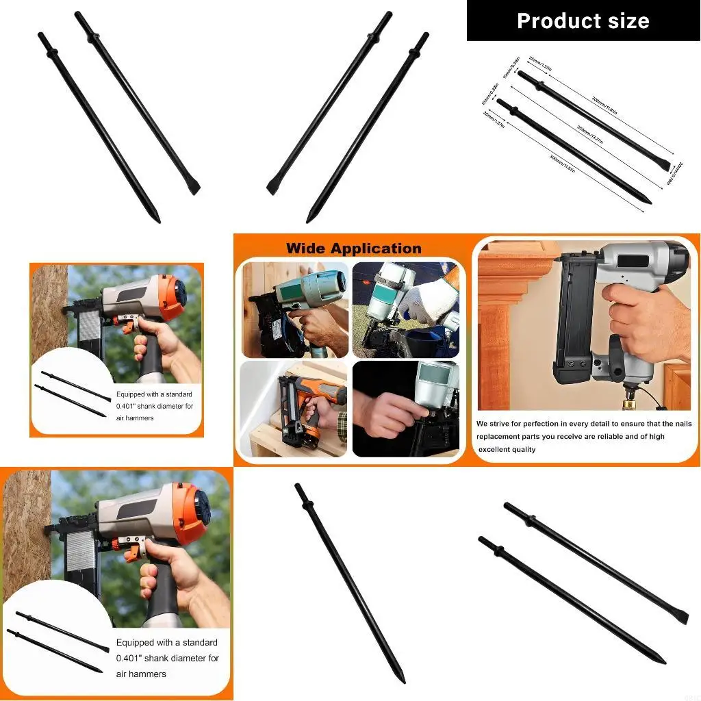 

Q81C 2PCS Air Hammer Долоты с круглым воротником14 -дюймовым стальным воздушным молотком бит для бетонных задач.