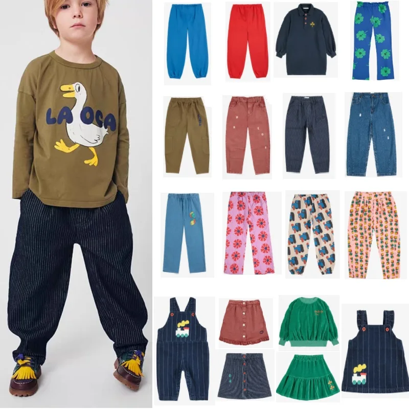 

Children's Pants 2025 Fall And Winter New Letters Fashion Cartoon Boys Girls Jeans Cotton Padded Sweatpants Children's Clothing