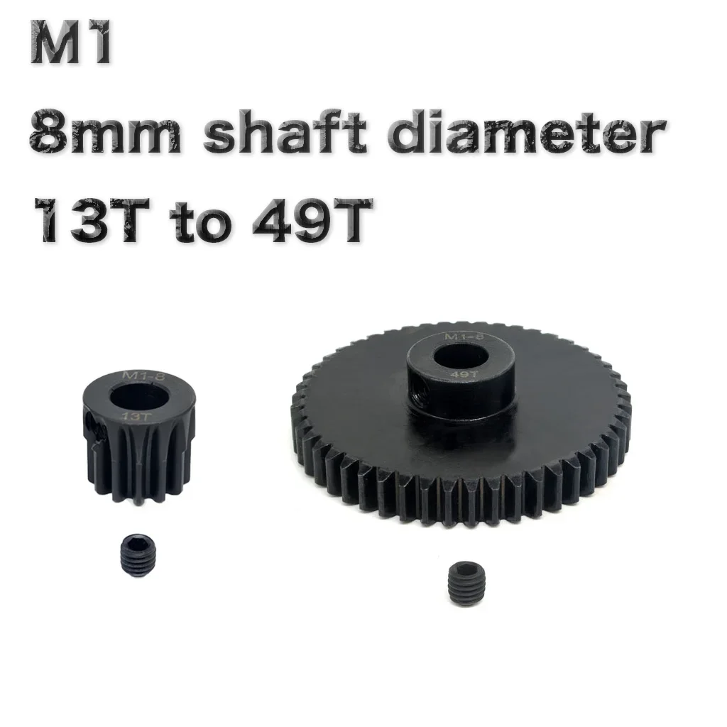 M1 8mm 13T-20T 21T-30T 31T-40T 41T-49T Black Steel Metal Pinion Motor Gear for 1/5 RC Car Crawler Traxxas 4WD Motor Accessories