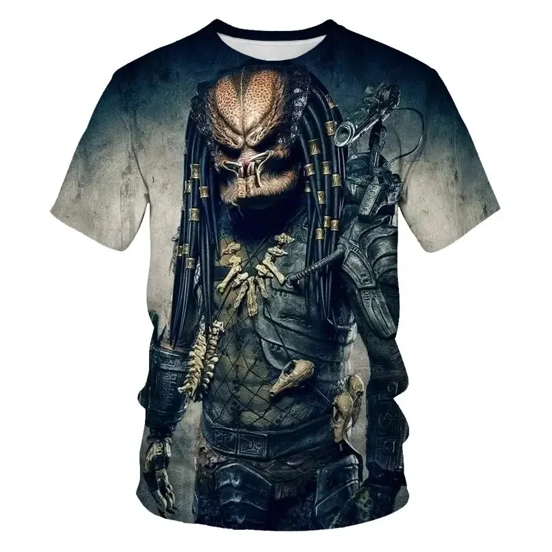 

MINISO 3D Printed Movie the Predator Men's Alien Killer Men's T-shirt Cartoon T-shirt Harajuku Fashion Adults Kids Tops Clothing