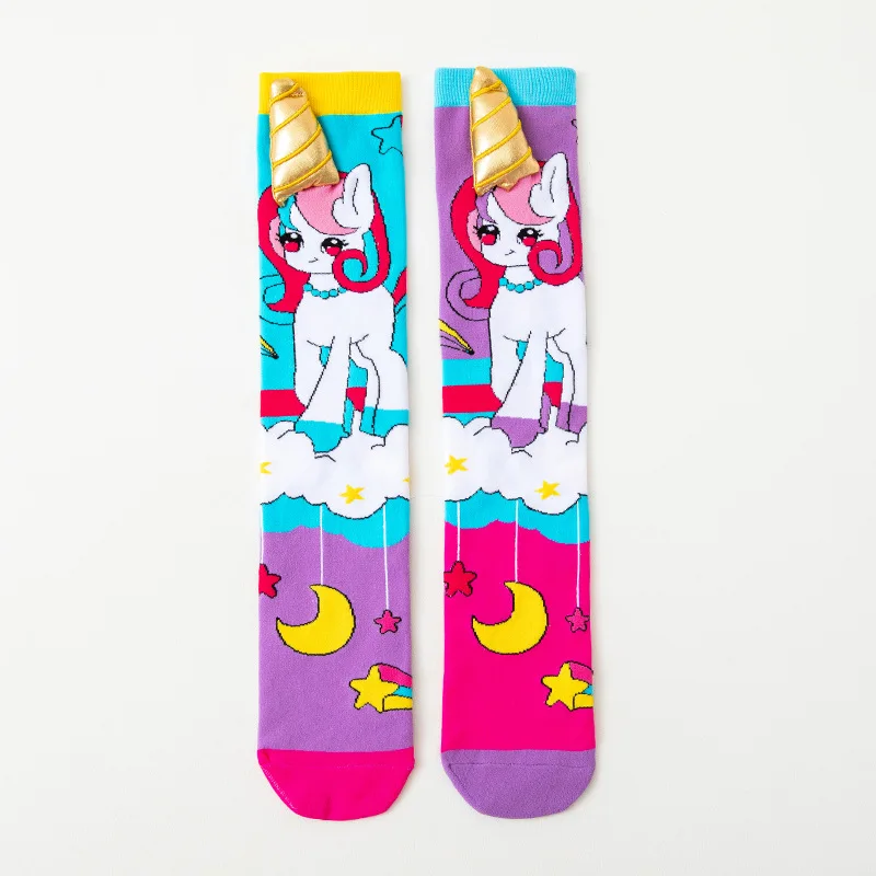 Kinder Lange Socken Leuchtende Farben 3D Cartoon Meerjungfrau Hase Mädchen Baumwollsocken 5-16 Jahre Kinder Kniestrümpfe Mädchen Geschenk – Detail 6