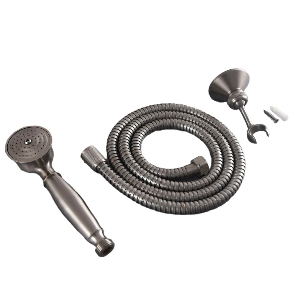 

Nickel Brushed Handheld Shower Head Brass Bracket 150cm Shower Hose Faucet Head Bathroom Accessory for Bathroom zhh203