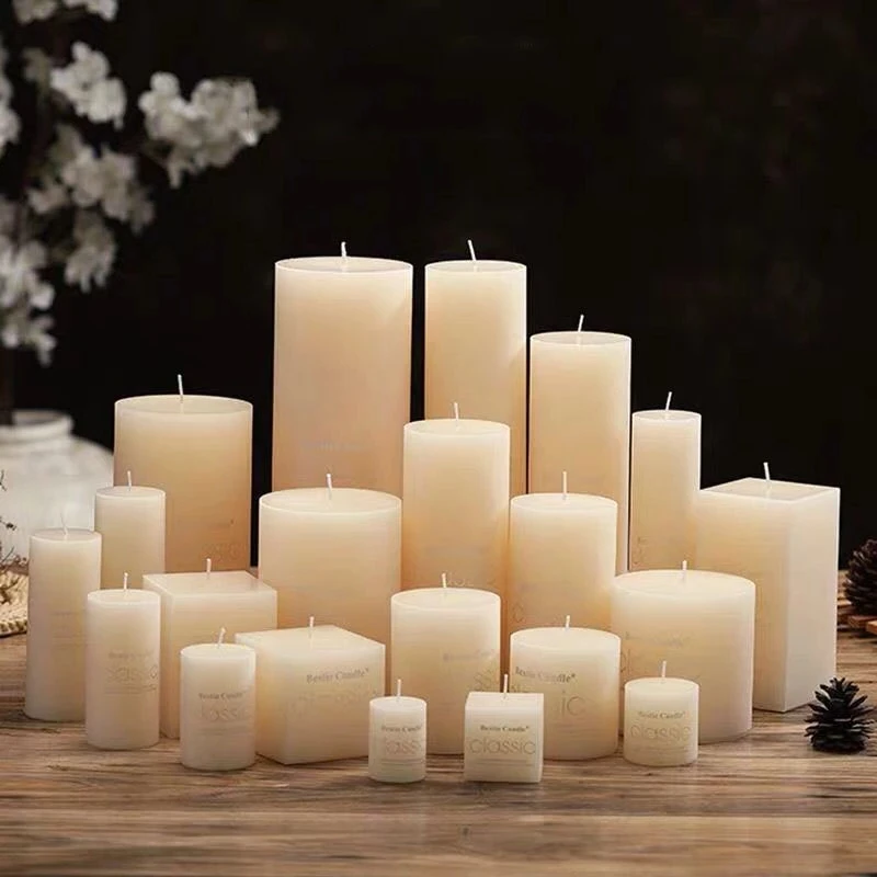 Romantic Smokeless Candle Modern Home Decoration Shooting Background Props Birthday Gifts Party Classic Ivory White Candle