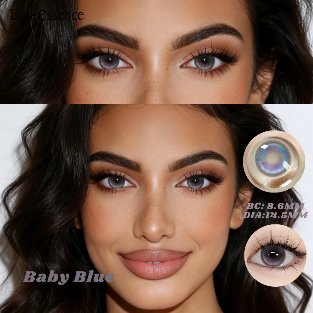 Bio-essence Neue Babyblaue Kontaktlinsen für Augen Natürliche Braune Pupillen Kosmetische Graue Linsen Grüne Linsen Jährliche Großaugen-Linsen 14,5mm