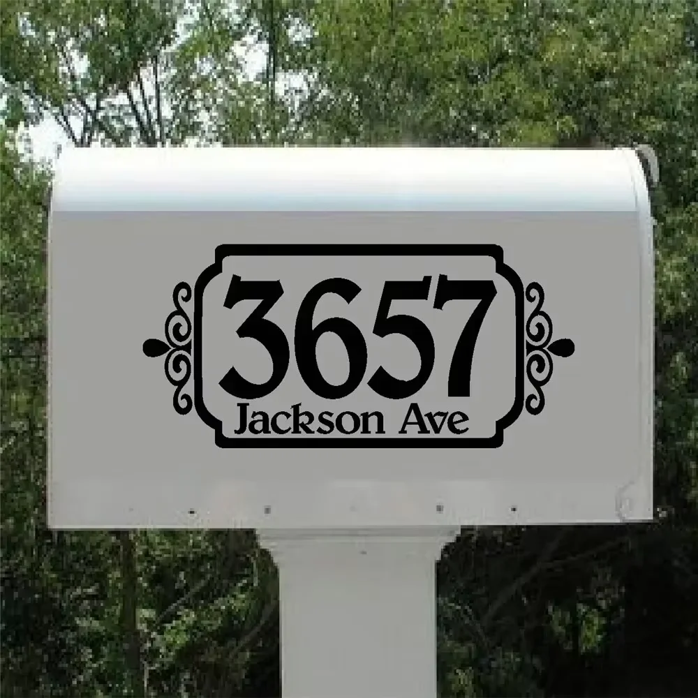 Customized Framed Mailbox Sticker Vinyl Decal Address Mail Box House Number set of 4