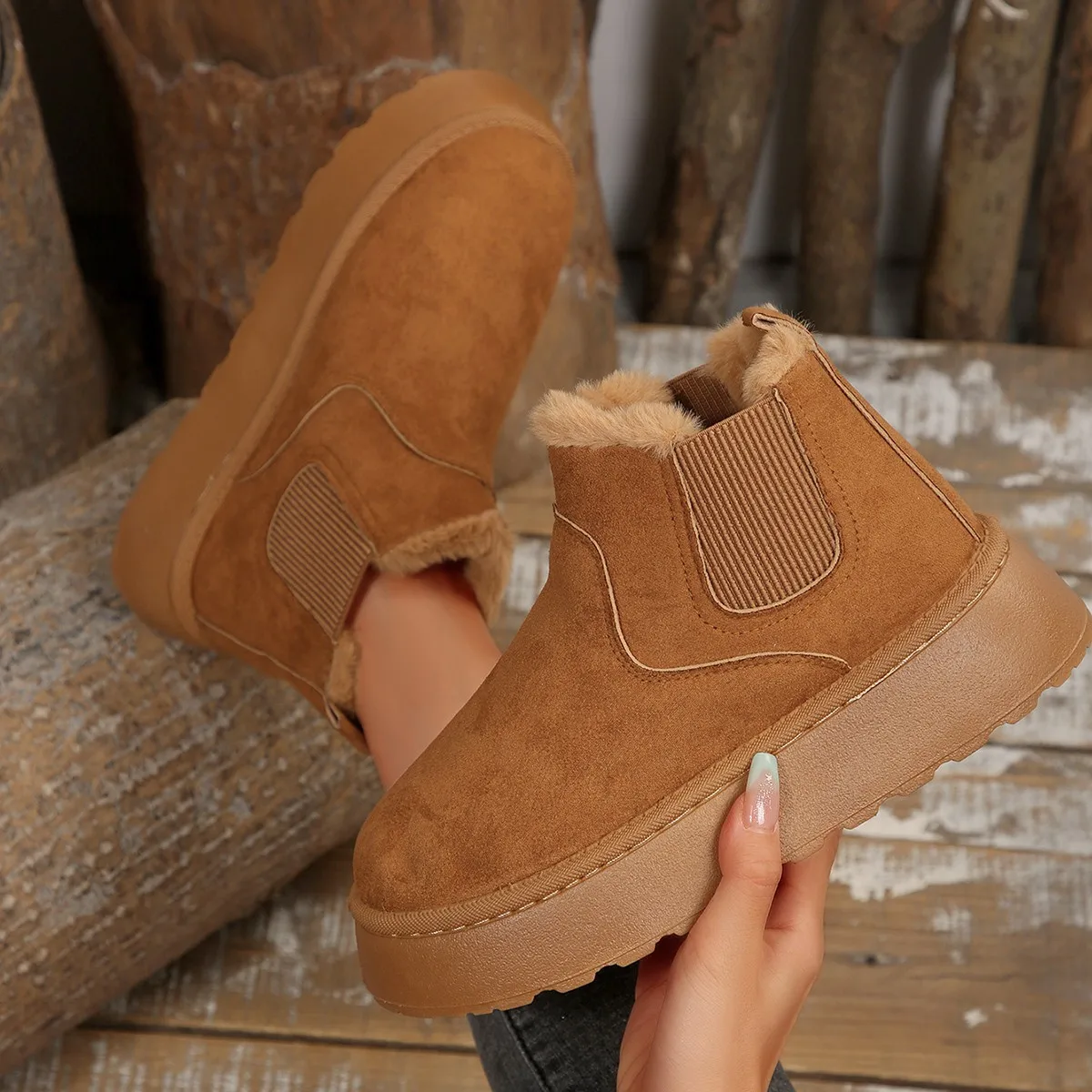 

UltraChunkyPlatformStyleXL Boots Extra Wide Insulated Boots Ultra Plush Fleece Boots Water Resistant Leather Footwear