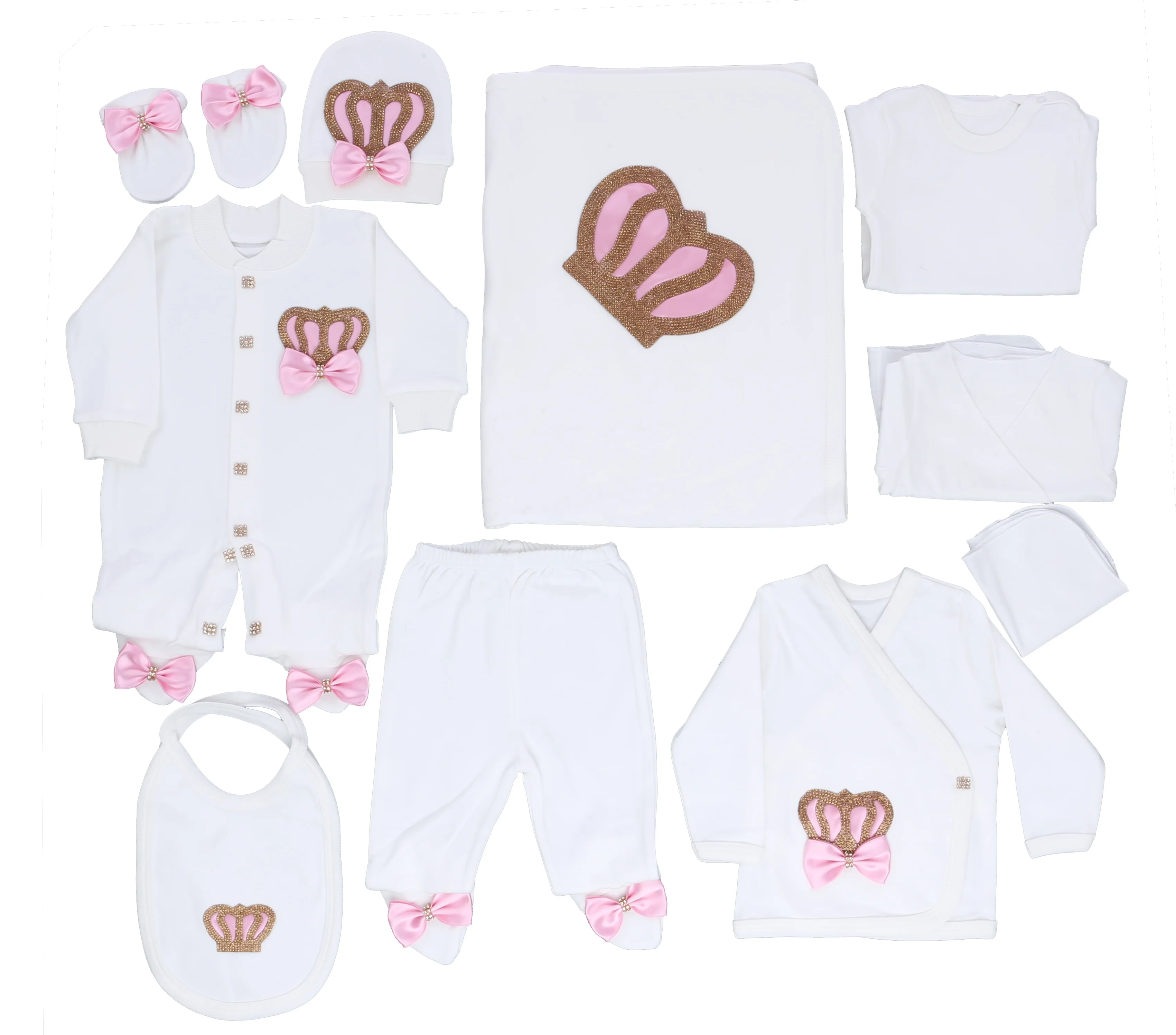 Wholesale Custom Newborn New Design Clothes Kids Cotton Fabric Knitted 10pieces Bubble Long Sleeve Modern Baby Romper Set