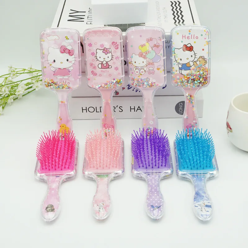 

1-4psc KT Square Long-Handled Sand-Flow Hair Comb Walnut Massage Comb