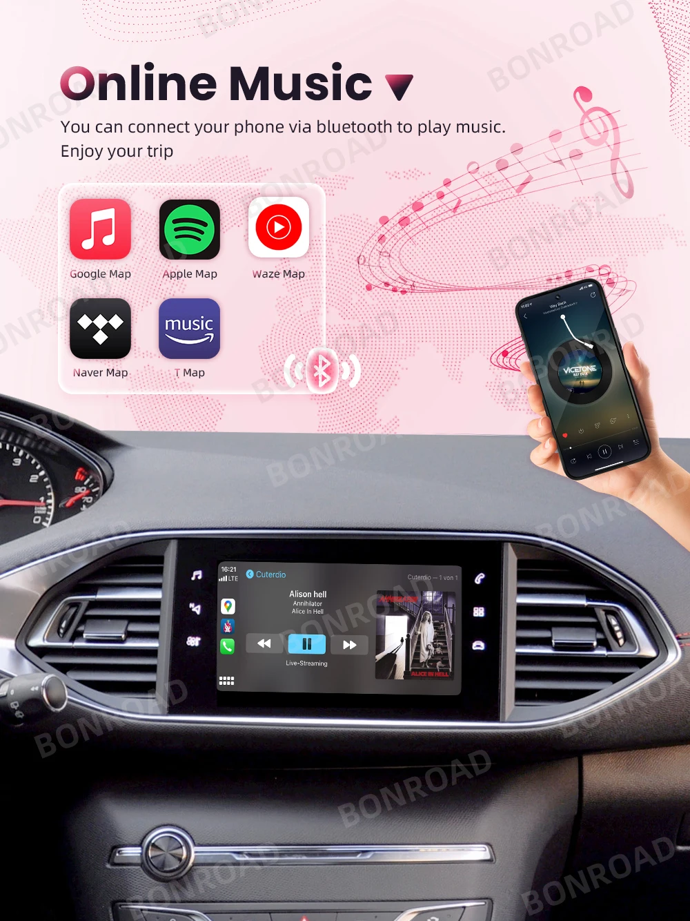 Wireless Carplay Android Auto Adapter For Peugeot Citroen SMEG MRN Picasso C4 C5 DS4 DS3 308 508 208 3008 Bluetooth Mirror Lin – Detail 5