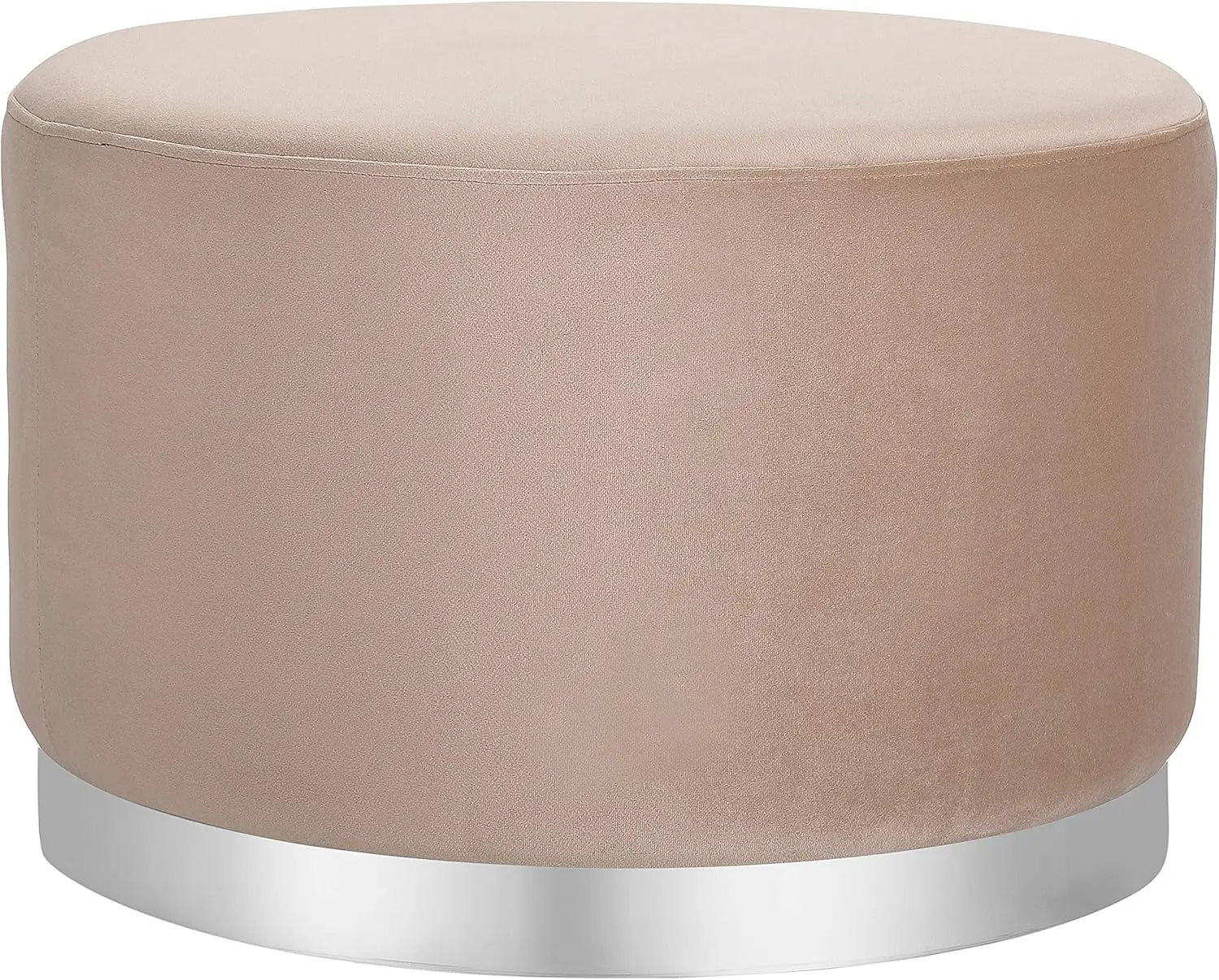 وسادة عثمانية مخملية مستديرة كبيرة مع حواف فضية - مسند قدم ناعم لغرفة المعيشة وغرفة النوم والمكتب - رمادي داكن