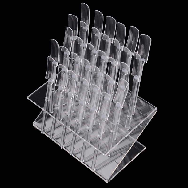 32pcs Tips Sticks Nail Art Clear Tips Display Stand Nail Polish Training Tools
