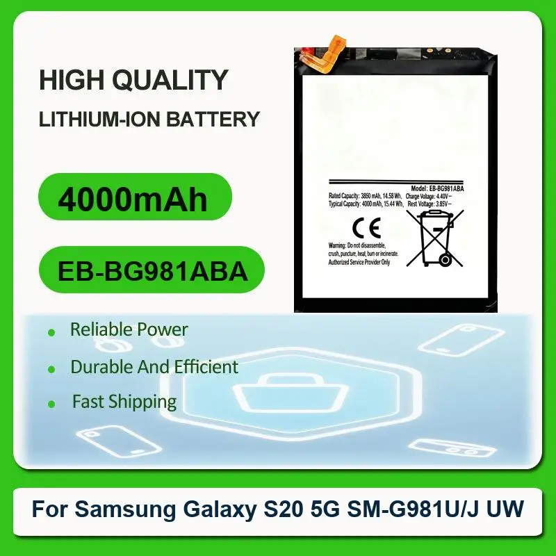 

Replacement Mobile Phone Battery For Samsung Galaxy S20 5G SM-G981U/J UW EB-BG981ABA 4000mAh