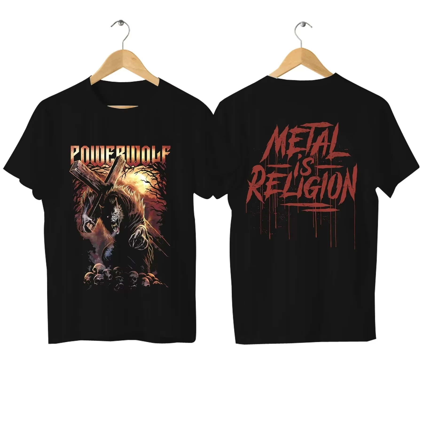 2024 Men Powerwolf T Shirt Casual Via Dolorosa T-shirt Graphic Oversized Breathable Comfortable Streetwear S-4XL Cool Tee