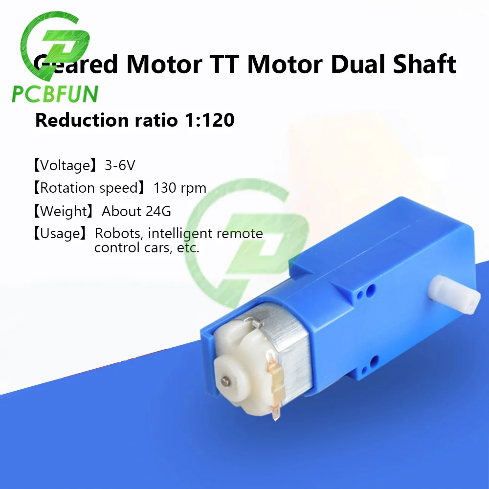 DC 3V-6V 1:120 Gear Motor Dual Axis Gear Motor 130 RPM Robot Intelligent Vehicle Speed Reducer TT Motor