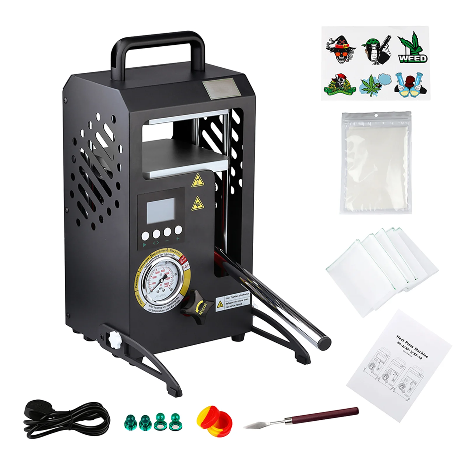 Máquina de Prensa Térmica para Rosin KP5, KP10, Prensa Térmica para Ervas com Controle de Temperatura, Placa de Aquecimento Dupla, Máquina de Extração de Rosin UE