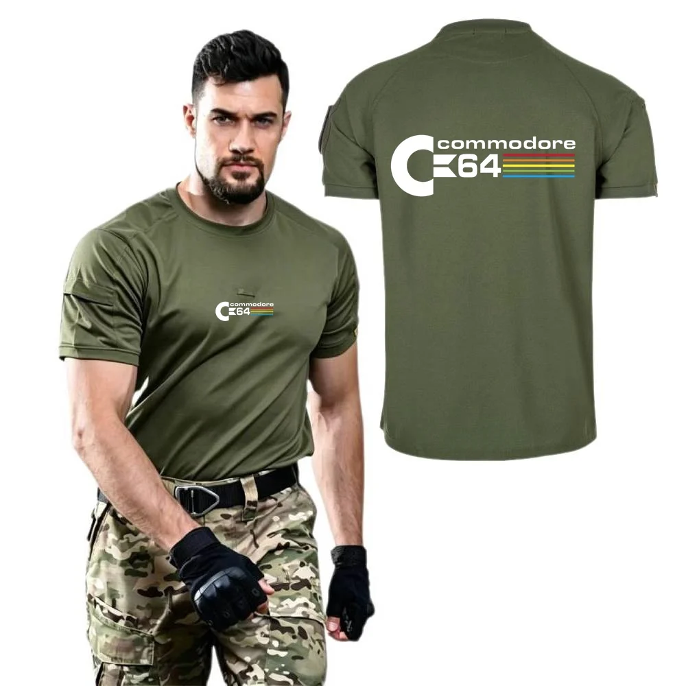 Stylish Mens Tshirt Military Tacitcal Training Short Sleeved Shirt Commodore 64 C64 Amiga Computer Tees Casual Sports T-shirts
